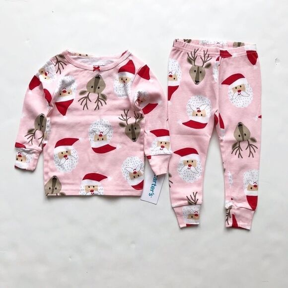 Carters NWT Santa/reindeer pajama set 12m & 18m - Picture 1 of 4